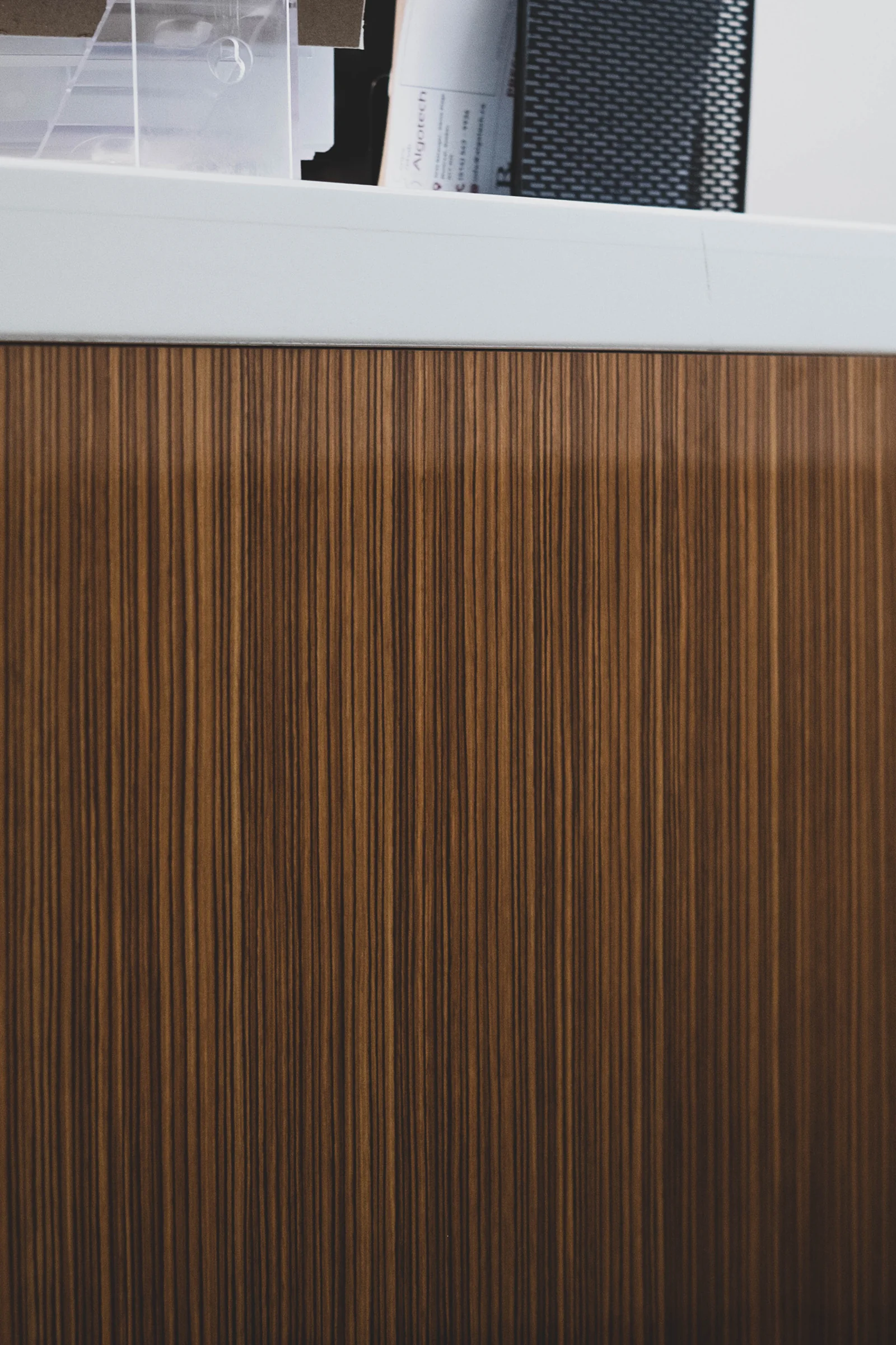 Wood grain texture detail at reception